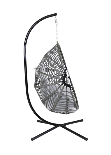 Charles Bentley Egg Shaped Grey Swing Chair Hanging Seat (H203 x D126 x W126cm)