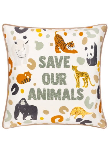 little furn. Wildlife Save Our Animals Piped Filled Cushion (43 x 43 x 8 cm)