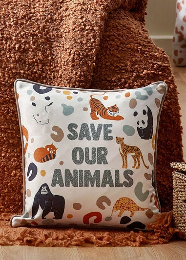 little furn. Wildlife Save Our Animals Piped Filled Cushion (43 x 43 x 8 cm)