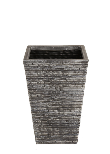 Charles Bentley Pair of Tall Slate Planters Grey Plastic Pots (Dia. 30cm)