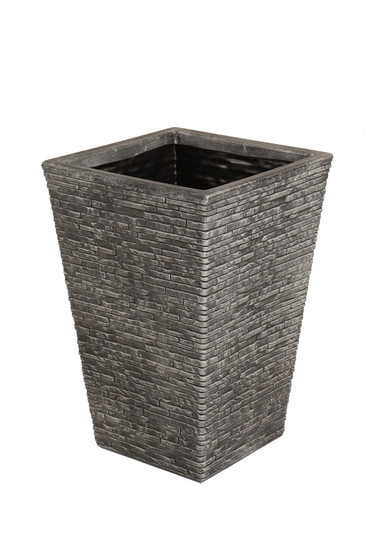 Charles Bentley Pair of Tall Slate Planters Grey Plastic Pots (Dia. 30cm)