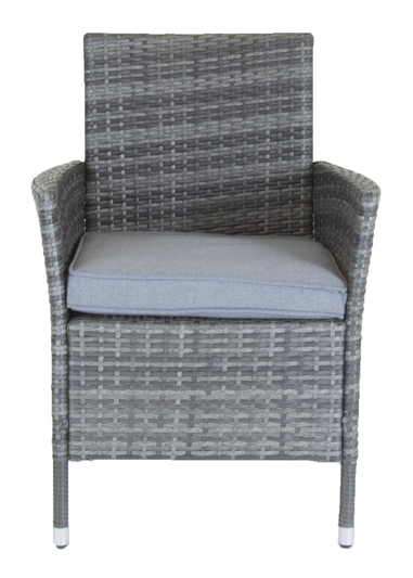 Charles Bentley Garden Outdoor Pair of Rattan Grey Dining Chairs (H86 x W60 x D60cm)