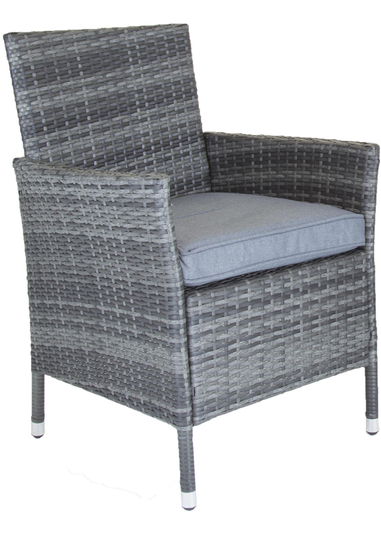 Charles Bentley Garden Outdoor Pair of Rattan Grey Dining Chairs (H86 x W60 x D60cm)