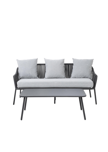 Charles Bentley Rope and Metal Black & Grey Lounge Set (4 Seater)