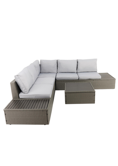 Charles Bentley Rattan & Polywood Grey Corner Lounge Set (5 Seater)