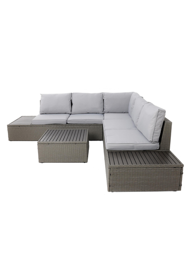 Charles Bentley Rattan & Polywood Grey Corner Lounge Set (5 Seater)