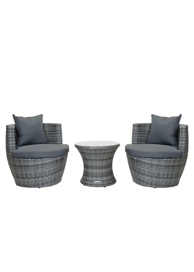 Charles Bentley Rattan Stacking Outdoor Patio Grey Furniture Set (3 Piece)