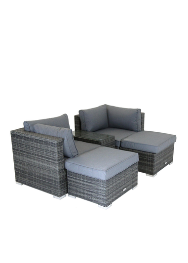 Charles Bentley Multi-Use Rattan Grey Lounge Set Love Seat Footstool (2/3 Seater)