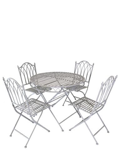 Charles Bentley Rustic Wrought Iron Outdoor Grey Bistro Set  5 Piece (4 Seater)