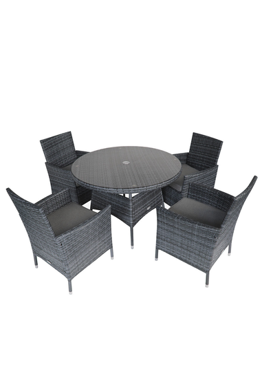 Charles Bentley Garden Outdoor Rattan Grey Dining Set (4 Piece)