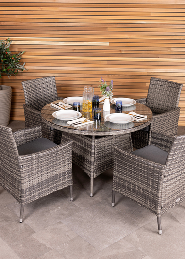 Charles Bentley Garden Outdoor Rattan Grey Dining Set (4 Piece)