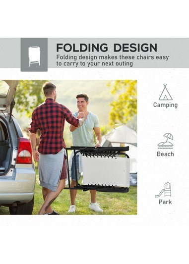 Outsunny Cream Folding Chair Set for Camping Lawn Set of 2