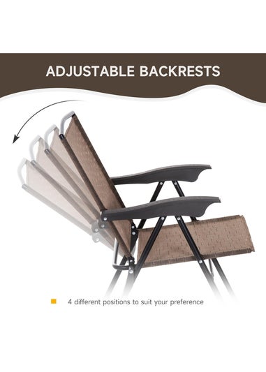 Outsunny Brown Outdoor Bistro Set with 2 Folding Armchairs 3Pcs