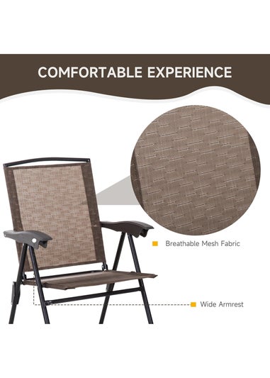 Outsunny Brown Outdoor Bistro Set with 2 Folding Armchairs 3Pcs