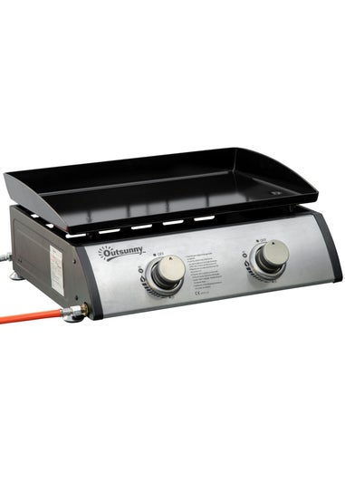 Outsunny Silver 6kW Portable Gas Plancha BBQ Grill