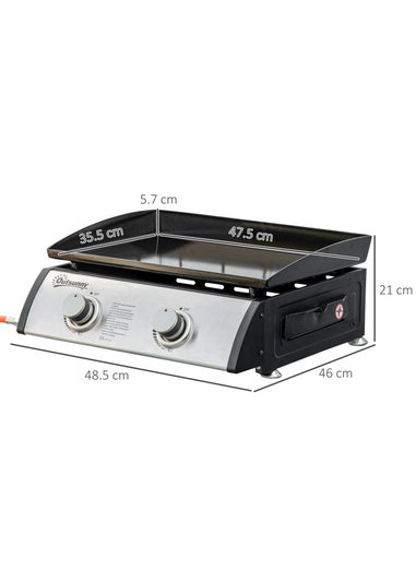 Outsunny Silver 6kW Portable Gas Plancha BBQ Grill