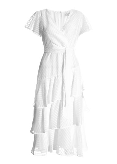 Quiz White Textured Wrap Midi Dress