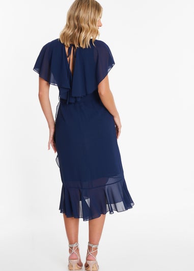 Quiz Blue Chiffon Frill Midi Dress