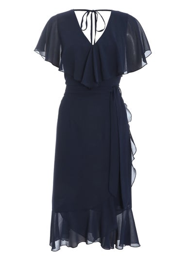 Quiz Blue Chiffon Frill Midi Dress