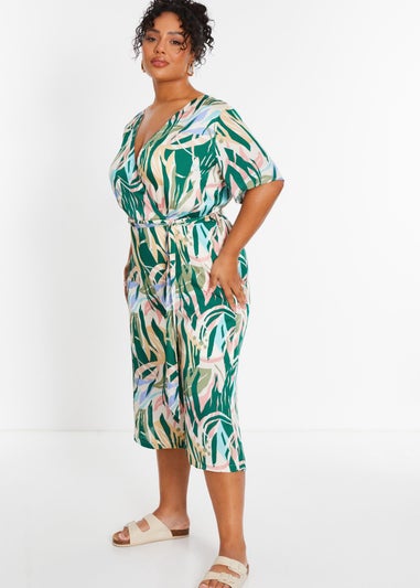 Quiz Multi Curve Tropical Wrap Culotte Jumpsuit