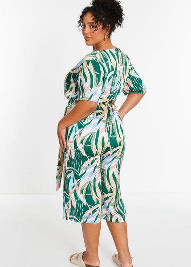 Quiz Multi Curve Tropical Wrap Culotte Jumpsuit