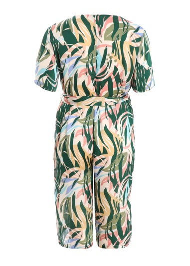 Quiz Multi Curve Tropical Wrap Culotte Jumpsuit