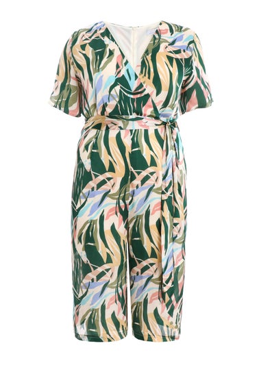 Quiz Multi Curve Tropical Wrap Culotte Jumpsuit