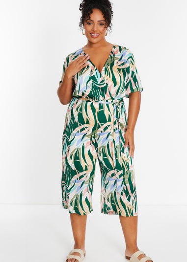 Quiz Multi Curve Tropical Wrap Culotte Jumpsuit