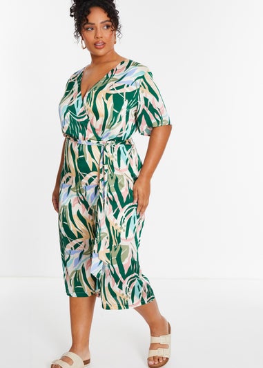 Quiz Multi Curve Tropical Wrap Culotte Jumpsuit