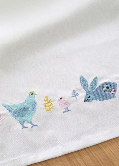 Catherine Lansfield Cottage Friends Cotton Embroidered Dining Table Runner (32x220cm)