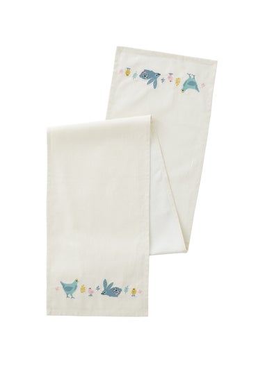 Catherine Lansfield Cottage Friends Cotton Embroidered Dining Table Runner (32x220cm)