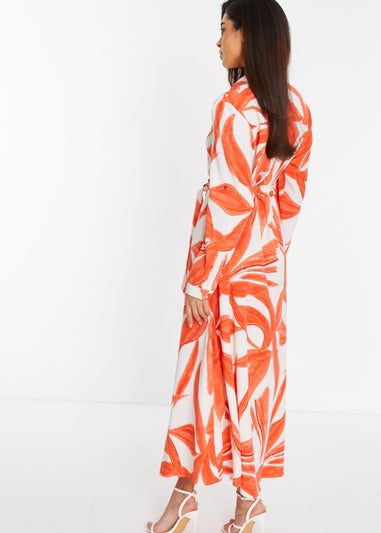 Quiz Orange Tropical Print Shirt Maxi Dress