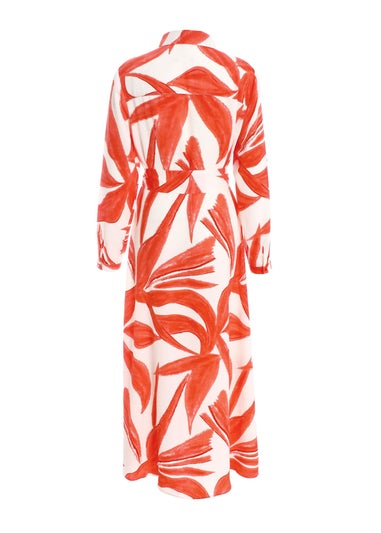 Quiz Orange Tropical Print Shirt Maxi Dress