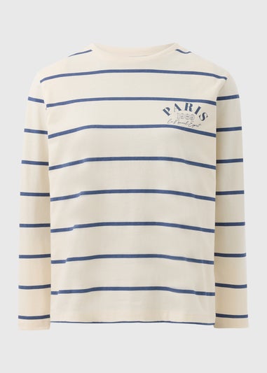 Cream Stripe Paris Long Sleeve Top