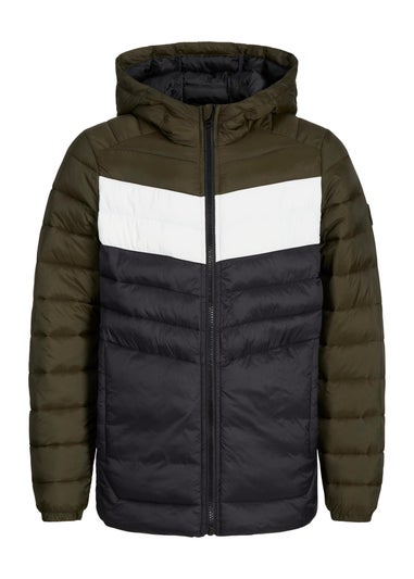 Jack & Jones Kids Black Panel Puffer Jacket (8-16yrs)