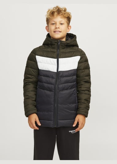 Jack & Jones Kids Black Panel Puffer Jacket (8-16yrs)