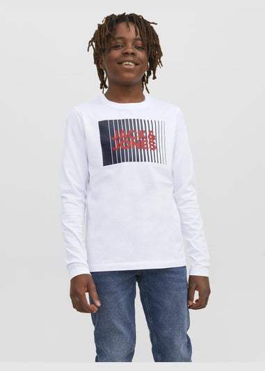 Jack & Jones Kids White Long Sleeve T-Shirt (8-16yrs)