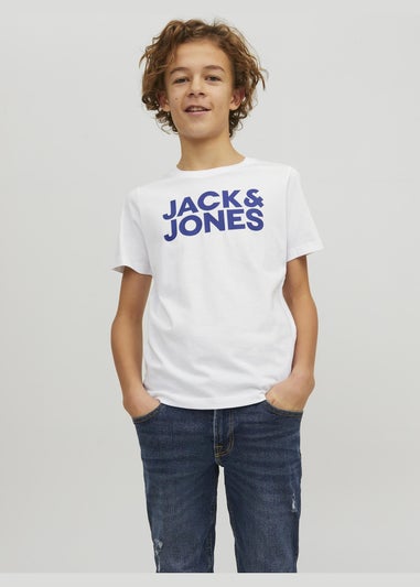 Jack & Jones 2 Pack Kids White Logo T-Shirt (8-16yrs)