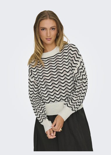 JDY Cream Knit Patterned Jumper