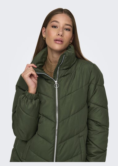 JDY Forest Green Padded Midi Coat