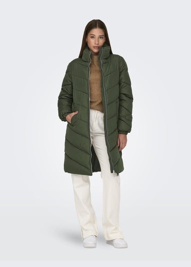 JDY Forest Green Padded Midi Coat