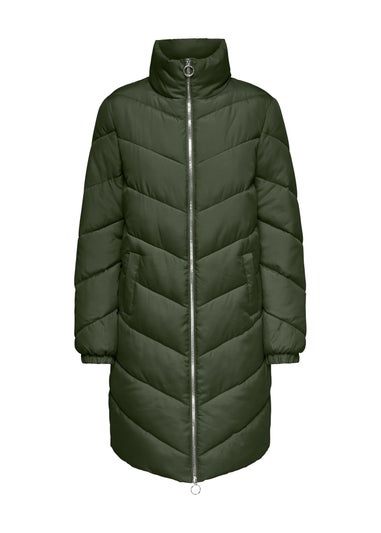 JDY Forest Green Padded Midi Coat