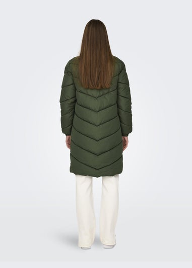 JDY Forest Green Padded Midi Coat