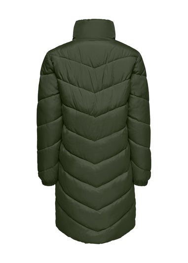 JDY Forest Green Padded Midi Coat