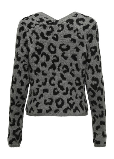 JDY Grey Leopard Knitted Jumper