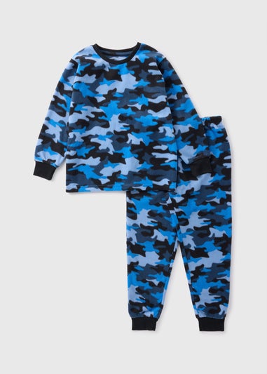 Boys Blue Camo Fleece Pyjama Set (7-13yrs)