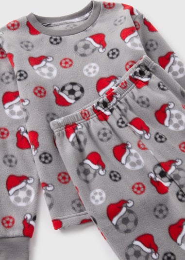 Boys Grey Football Christmas Pyjama Set (7-13yrs)