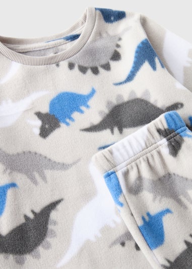 Boys Grey Dino Fleece Pyjama Set (1-7yrs)