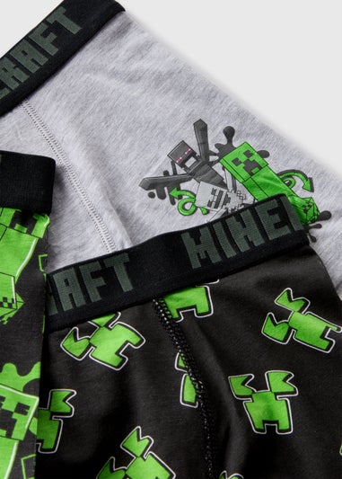 Minecraft 3 Pack Boys Black Boxers (6-13yrs)