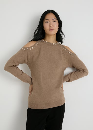 Et Vous Camel Cold Shoulder Jumpers